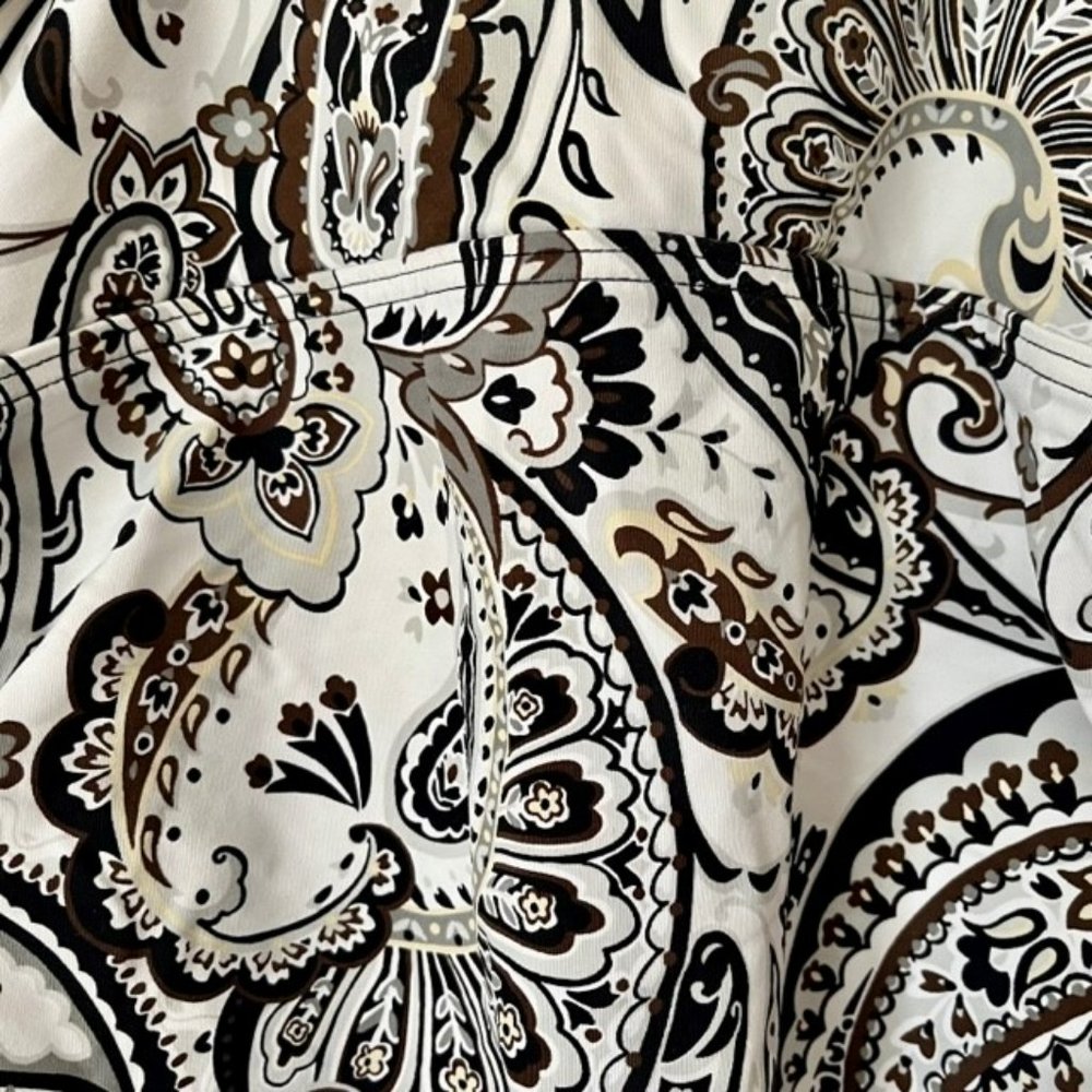 Lands' End B/W Paisley Adjustable Tankini - Black/White - 10 - Picture 8 of 9